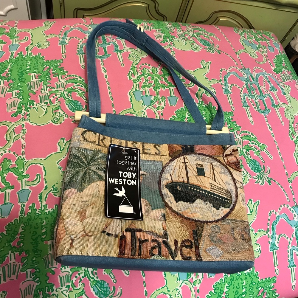 Toby Weston vintage 90’s tapestry travel print convertible bag